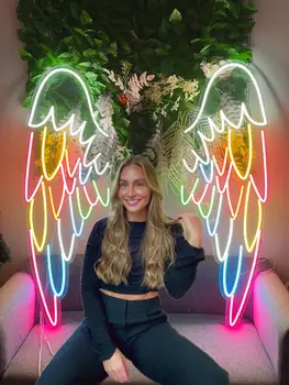 Декор стен Angel Wings | крылья со светодиодной подсветкой, неоновые крылья ангела, светящиеся крылья, изготовленные на заказ светодиодные крылья， Крылья ангелов, Декор салона